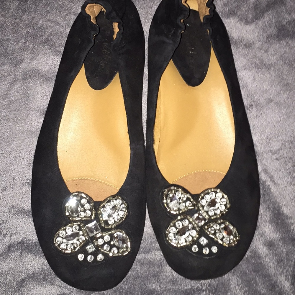 Black Jeweled flats 8.5